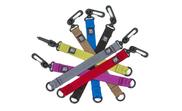 All colors of the 8-inch Key Strap with a snaphook at one end and an o-ring at the other.